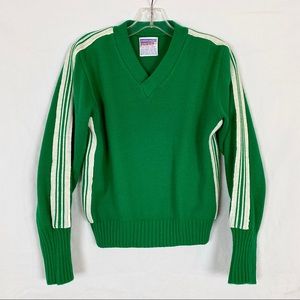 VTG Cheerleading Sweater Green + White Stripes S